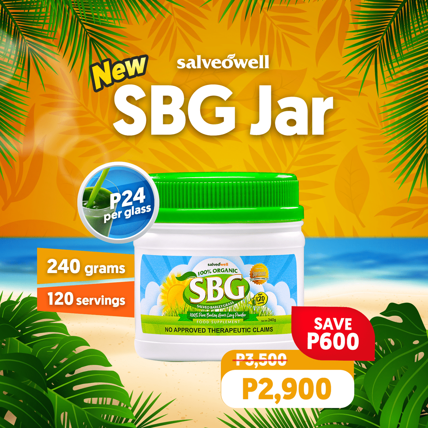 Salveo Barley Grass in Jar 240grams