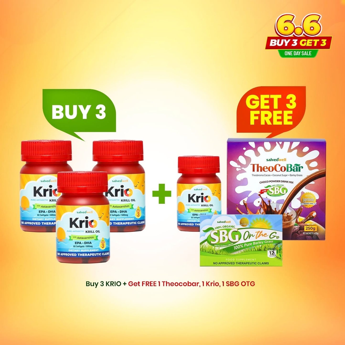 BUY 3 KRIO GET 3 FREEBIES: TheoCoBar,KRIO,SBG On The Go